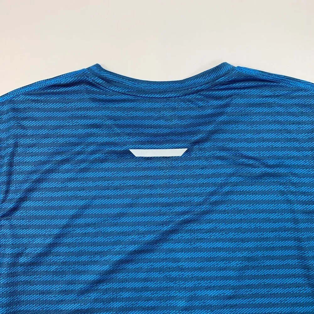 Champion Running T Shirt Mens M Medium Blue Striped Moisture Wick Stretch Tee - Picture 9 of 12